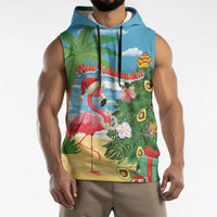 Flamingo Hawaii Summer Christmas Personalized Sleeveless Hoodie Mele Kalikimaka Beachy Vibes