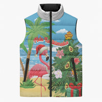 Flamingo Hawaii Summer Christmas Personalized Sleeveless Puffer Jacket Mele Kalikimaka Beachy Vibes