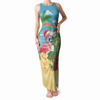 Flamingo Hawaii Summer Christmas Personalized Tank Maxi Dress Mele Kalikimaka Beachy Vibes LT14 Women Blue - Polynesian Pride