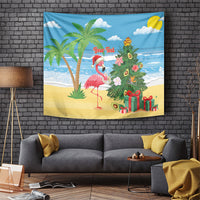 Flamingo Hawaii Summer Christmas Personalized Tapestry Mele Kalikimaka Beachy Vibes