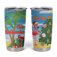 Flamingo Hawaii Summer Christmas Personalized Tumbler Cup Mele Kalikimaka Beachy Vibes
