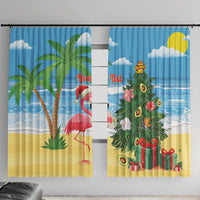 Flamingo Hawaii Summer Christmas Personalized Window Curtain Mele Kalikimaka Beachy Vibes