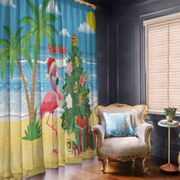 Flamingo Hawaii Summer Christmas Personalized Window Curtain Mele Kalikimaka Beachy Vibes