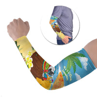 Chilling Parrot Hawaii Summer Christmas Personalized Arm Sleeves It's 5 O'Clock Somewhere Beachy Vibes