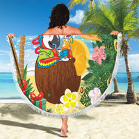 Chilling Parrot Hawaii Summer Christmas Personalized Beach Blanket It's 5 O'Clock Somewhere Beachy Vibes