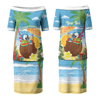 Chilling Parrot Hawaii Summer Christmas Personalized Couples Matching Puletasi and Hawaiian Shirt It's 5 O'Clock Somewhere Beachy Vibes LT14 - Polynesian Pride
