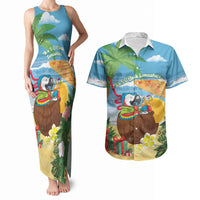 Chilling Parrot Hawaii Summer Christmas Personalized Couples Matching Tank Maxi Dress and Hawaiian Shirt It's 5 O'Clock Somewhere Beachy Vibes LT14 Blue - Polynesian Pride