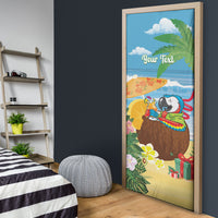 Chilling Parrot Hawaii Summer Christmas Personalized Door Cover It's 5 O'Clock Somewhere Beachy Vibes