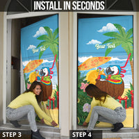 Chilling Parrot Hawaii Summer Christmas Personalized Door Cover It's 5 O'Clock Somewhere Beachy Vibes