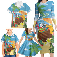 Chilling Parrot Hawaii Summer Christmas Personalized Family Matching Long Sleeve Bodycon Dress and Hawaiian Shirt It's 5 O'Clock Somewhere Beachy Vibes LT14 - Polynesian Pride