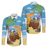 Chilling Parrot Hawaii Summer Christmas Personalized Family Matching Off Shoulder Maxi Dress and Hawaiian Shirt It's 5 O'Clock Somewhere Beachy Vibes LT14 Dad's Shirt - Long Sleeve Blue - Polynesian Pride