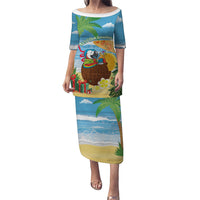 Chilling Parrot Hawaii Summer Christmas Personalized Family Matching Puletasi and Hawaiian Shirt It's 5 O'Clock Somewhere Beachy Vibes