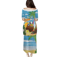 Chilling Parrot Hawaii Summer Christmas Personalized Family Matching Puletasi and Hawaiian Shirt It's 5 O'Clock Somewhere Beachy Vibes