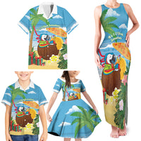 Chilling Parrot Hawaii Summer Christmas Personalized Family Matching Tank Maxi Dress and Hawaiian Shirt It's 5 O'Clock Somewhere Beachy Vibes