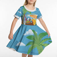 Chilling Parrot Hawaii Summer Christmas Personalized Kid Short Sleeve Dress It's 5 O'Clock Somewhere Beachy Vibes LT14 - Polynesian Pride