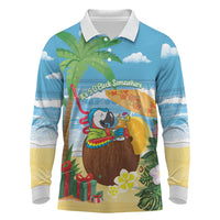 Chilling Parrot Hawaii Summer Christmas Personalized Long Sleeve Polo Shirt It's 5 O'Clock Somewhere Beachy Vibes