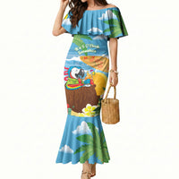 Chilling Parrot Hawaii Summer Christmas Personalized Mermaid Dress It's 5 O'Clock Somewhere Beachy Vibes LT14 Women Blue - Polynesian Pride