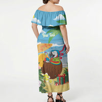 Chilling Parrot Hawaii Summer Christmas Personalized Off Shoulder Maxi Dress It's 5 O'Clock Somewhere Beachy Vibes LT14 - Polynesian Pride
