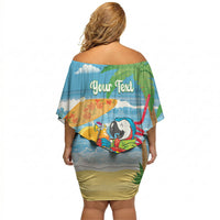 Chilling Parrot Hawaii Summer Christmas Personalized Off Shoulder Short Dress It's 5 O'Clock Somewhere Beachy Vibes LT14 - Polynesian Pride