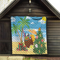 Chilling Parrot Hawaii Summer Christmas Personalized Quilt It's 5 O'Clock Somewhere Beachy Vibes