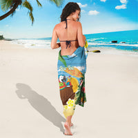 Chilling Parrot Hawaii Summer Christmas Personalized Sarong It's 5 O'Clock Somewhere Beachy Vibes