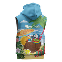 Chilling Parrot Hawaii Summer Christmas Personalized Sleeveless Zip Hoodie It's 5 O'Clock Somewhere Beachy Vibes