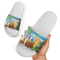Chilling Parrot Hawaii Summer Christmas Personalized Slide Sandals It's 5 O'Clock Somewhere Beachy Vibes