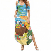 Chilling Parrot Hawaii Summer Christmas Personalized Summer Maxi Dress It's 5 O'Clock Somewhere Beachy Vibes LT14 Women Blue - Polynesian Pride
