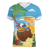 Chilling Parrot Hawaii Summer Christmas Personalized Women V-Neck T-Shirt It's 5 O'Clock Somewhere Beachy Vibes