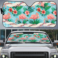 Flamingo Hawaii Summer Auto Sun Shade Hawaiian Lei Pakala Motifs Tropical Style