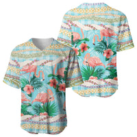 Flamingo Hawaii Summer Baseball Jersey Hawaiian Lei Pakala Motifs Tropical Style