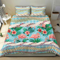 Flamingo Hawaii Summer Bedding Set Hawaiian Lei Pakala Motifs Tropical Style
