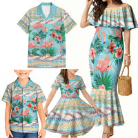 Flamingo Hawaii Summer Family Matching Mermaid Dress and Hawaiian Shirt Hawaiian Lei Pakala Motifs Tropical Style LT14 - Polynesian Pride
