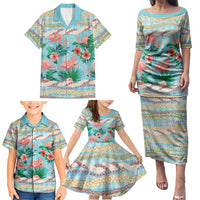 Flamingo Hawaii Summer Family Matching Puletasi and Hawaiian Shirt Hawaiian Lei Pakala Motifs Tropical Style LT14 - Polynesian Pride
