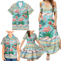 Flamingo Hawaii Summer Family Matching Summer Maxi Dress and Hawaiian Shirt Hawaiian Lei Pakala Motifs Tropical Style LT14 - Polynesian Pride