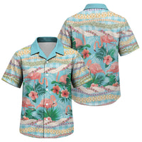 Flamingo Hawaii Summer Family Matching Summer Maxi Dress and Hawaiian Shirt Hawaiian Lei Pakala Motifs Tropical Style LT14 Son's Shirt Cyan - Polynesian Pride