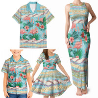 Flamingo Hawaii Summer Family Matching Tank Maxi Dress and Hawaiian Shirt Hawaiian Lei Pakala Motifs Tropical Style LT14 - Polynesian Pride