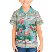 Flamingo Hawaii Summer Hawaiian Shirt Hawaiian Lei Pakala Motifs Tropical Style LT14 - Polynesian Pride