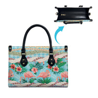 Flamingo Hawaii Summer Leather Bag Hawaiian Lei Pakala Motifs Tropical Style