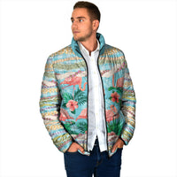Flamingo Hawaii Summer Padded Jacket Hawaiian Lei Pakala Motifs Tropical Style
