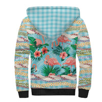 Flamingo Hawaii Summer Sherpa Hoodie Hawaiian Lei Pakala Motifs Tropical Style
