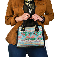 Flamingo Hawaii Summer Shoulder Handbag Hawaiian Lei Pakala Motifs Tropical Style