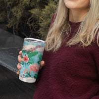 Flamingo Hawaii Summer Tumbler Cup Hawaiian Lei Pakala Motifs Tropical Style
