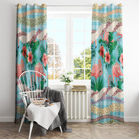 Flamingo Hawaii Summer Window Curtain Hawaiian Lei Pakala Motifs Tropical Style