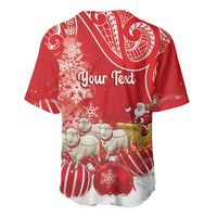 New Zealand Christmas In July Personalised Baseball Jersey Funny Santa Sheep Meri Kirihimete Red
