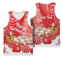 New Zealand Christmas In July Personalised Basketball Jersey Funny Santa Sheep Meri Kirihimete Red