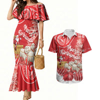 New Zealand Christmas In July Personalised Couples Matching Mermaid Dress and Hawaiian Shirt Funny Santa Sheep Meri Kirihimete Red LT14 Red - Polynesian Pride