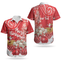 New Zealand Christmas In July Personalised Couples Matching Puletasi and Hawaiian Shirt Funny Santa Sheep Meri Kirihimete Red LT14 - Polynesian Pride