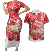 New Zealand Christmas In July Personalised Couples Matching Short Sleeve Bodycon Dress and Hawaiian Shirt Funny Santa Sheep Meri Kirihimete Red LT14 Red - Polynesian Pride