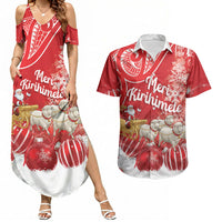 New Zealand Christmas In July Personalised Couples Matching Summer Maxi Dress and Hawaiian Shirt Funny Santa Sheep Meri Kirihimete Red LT14 Red - Polynesian Pride